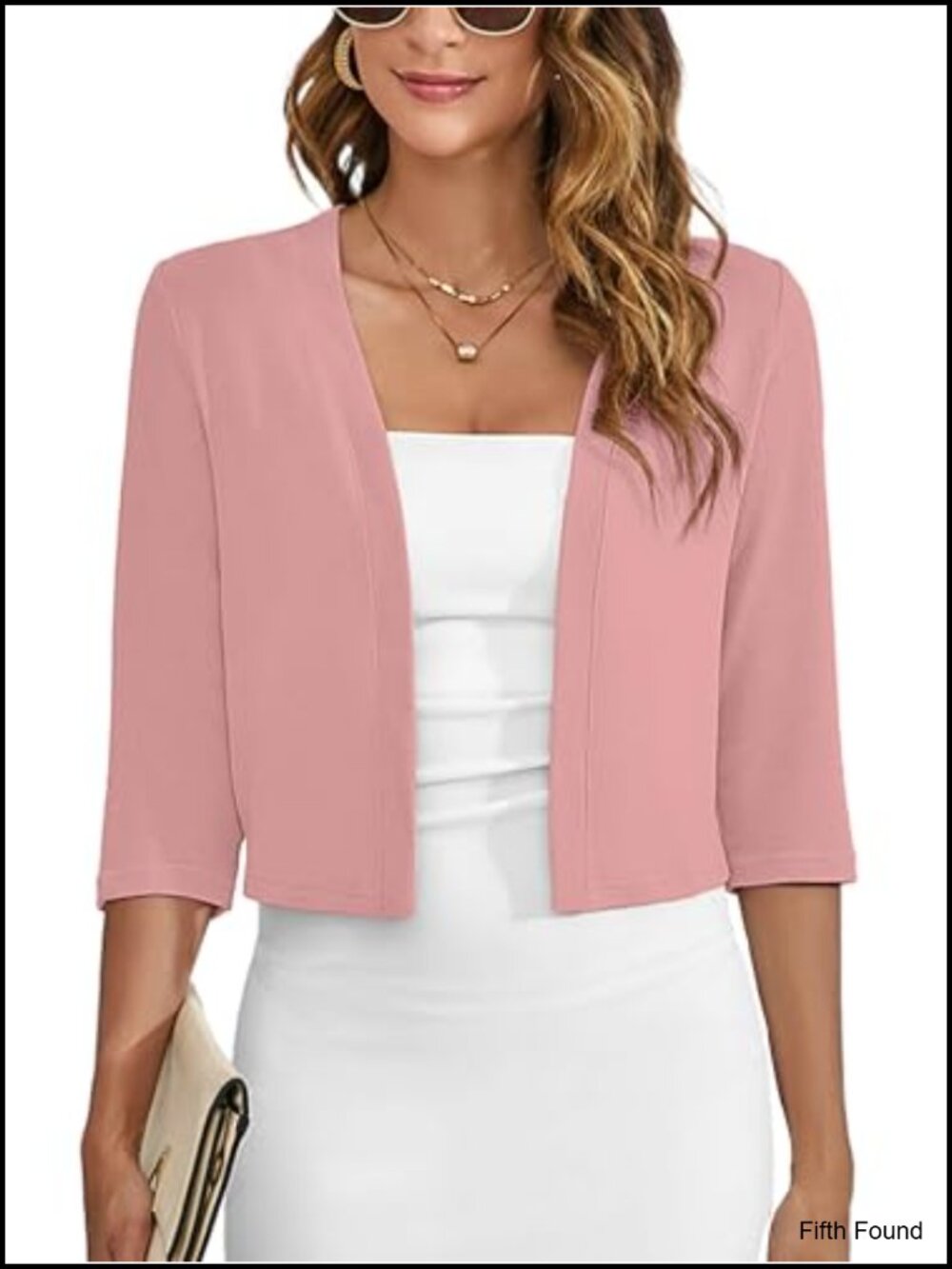 Women's 3/4 Sleeve Knitted Shrug Cropped Cardigan for Dress